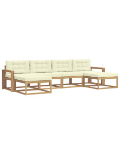 Set di divani da esterno con cuscino 6 pcs Bianco e Crema 2
