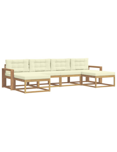 Set di divani da esterno con cuscino 6 pcs Bianco e Crema