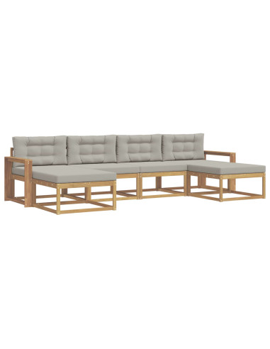 Set di divani da esterno 6 pcs Bianco e Grigio Chiaro