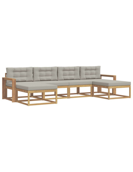 Set di divani da esterno 6 pcs Bianco e Grigio Chiaro
