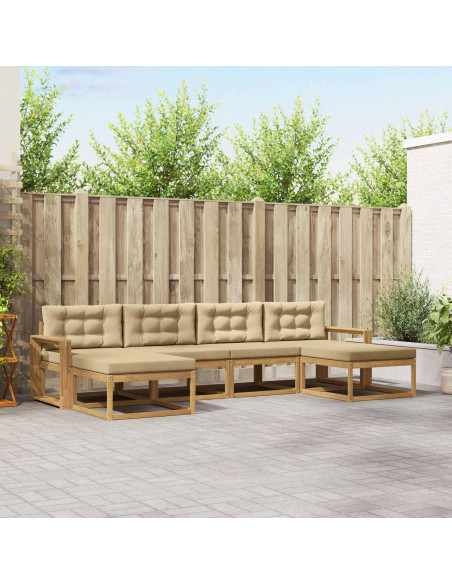 Set di divani da esterno con cuscino 6 pcs Bianco e Beige
