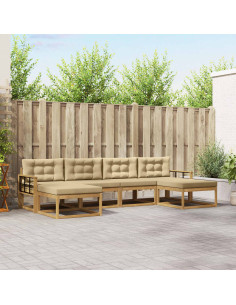 Set di divani da esterno con cuscino 6 pcs Bianco e Beige