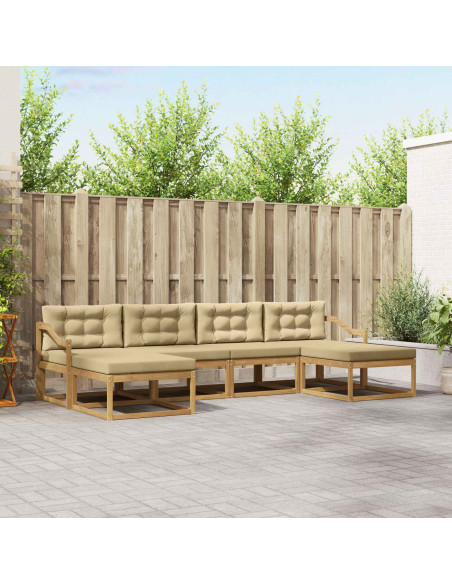 Set di divani da esterno con cuscino 6 pcs Bianco e Beige