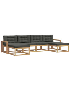 Set di divani da esterno con cuscino 6 pcs Bianco e Antracite 2