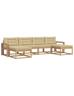 Set di divani da esterno con cuscino 6 pcs Bianco e Beige 2