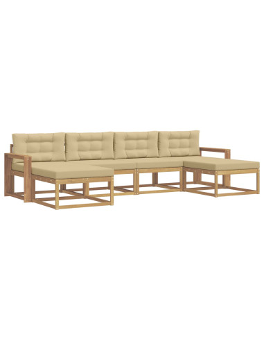 Set di divani da esterno con cuscino 6 pcs Bianco e Beige