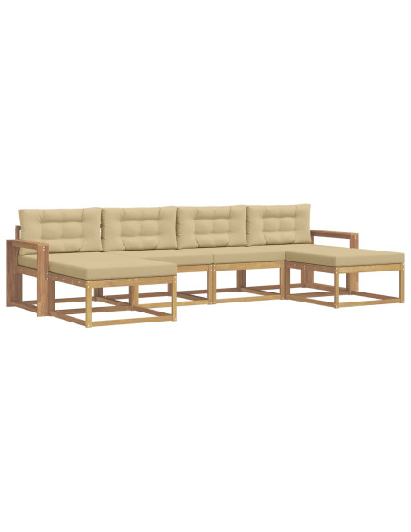 Set di divani da esterno con cuscino 6 pcs Bianco e Beige