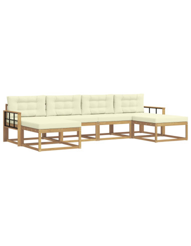 Set di divani da esterno con cuscino 6 pcs Bianco e Crema