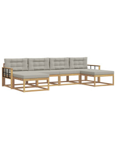 Set di divani da esterno 6 pcs Bianco e Grigio Chiaro 2