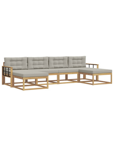 Set di divani da esterno 6 pcs Bianco e Grigio Chiaro