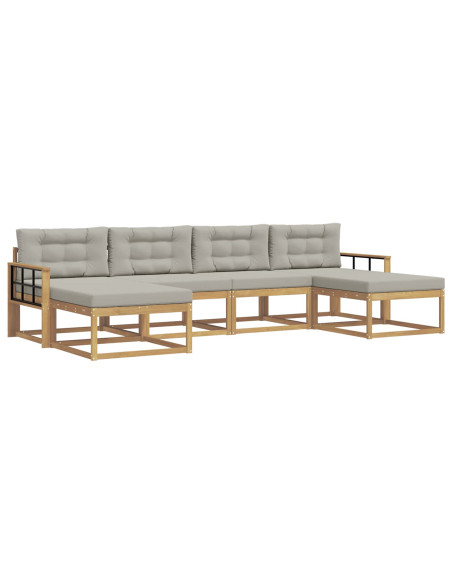 Set di divani da esterno 6 pcs Bianco e Grigio Chiaro