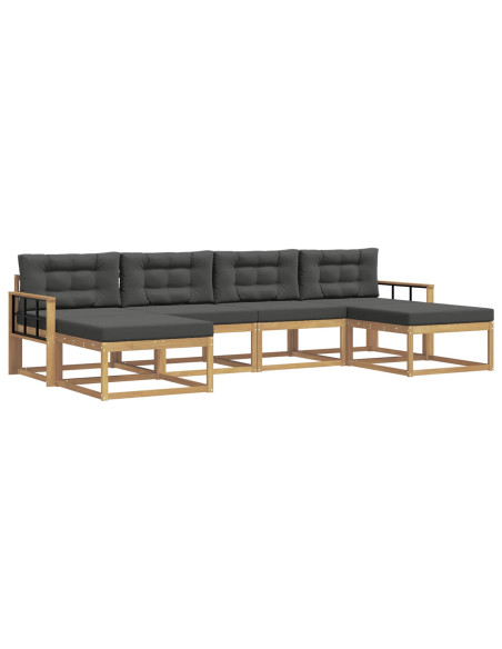 Set di divani da esterno con cuscino 6 pcs Bianco e Antracite