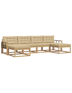 Set di divani da esterno con cuscino 6 pcs Bianco e Beige 2