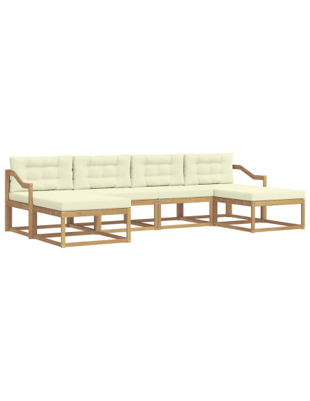 Set di divani da esterno con cuscino 6 pcs Bianco e Crema