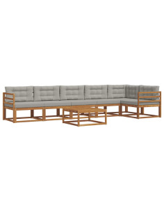 Set di divani da esterno 7 pcs Grigio Naturale e Chiaro 2