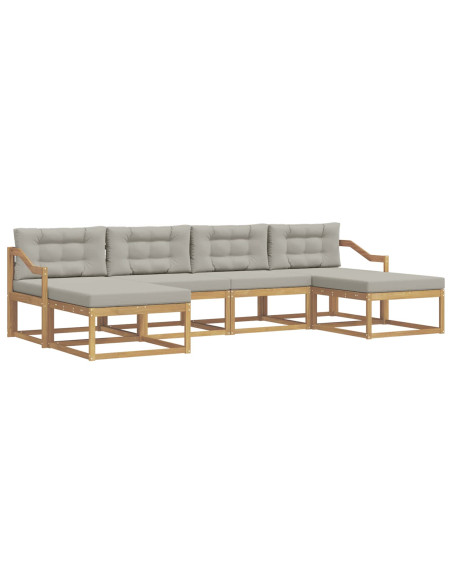 Set di divani da esterno 6 pcs Bianco e Grigio Chiaro