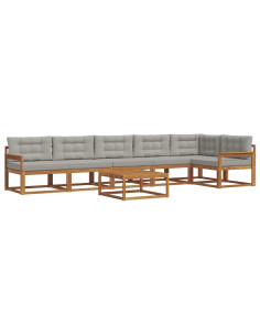 Set di divani da esterno 7 pcs Grigio Naturale e Chiaro 2