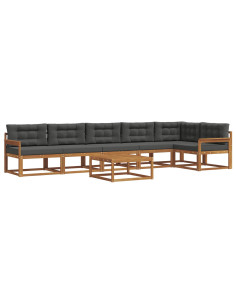 Set di divani da esterno con cuscino 7 pcs Naturale e Antracite 2
