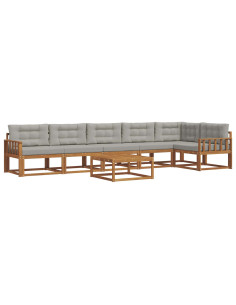 Set di divani da esterno 7 pcs Grigio Naturale e Chiaro 2