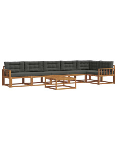 Set di divani da esterno con cuscino 7 pcs Naturale e Antracite 2