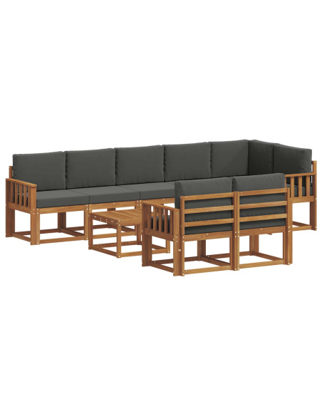Set di divani da esterno con cuscino 9 pcs Naturale e Antracite