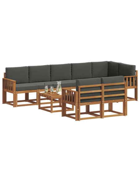 Set di divani da esterno con cuscino 9 pcs Naturale e Antracite