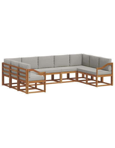 Set di divani con cuscino 9 pcs Grigio Naturale e Chiaro