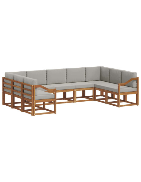 Set di divani con cuscino 9 pcs Grigio Naturale e Chiaro