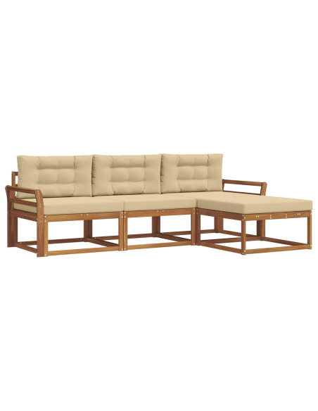 Set di divani da esterno con cuscino 4 pcs Naturale e Beige