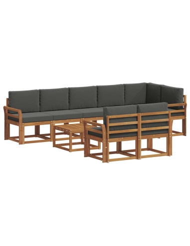 Set di divani da esterno con cuscino 9 pcs Naturale e Antracite