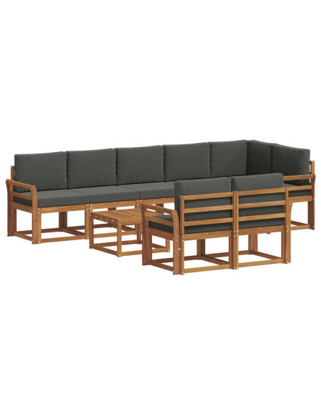Set di divani da esterno con cuscino 9 pcs Naturale e Antracite