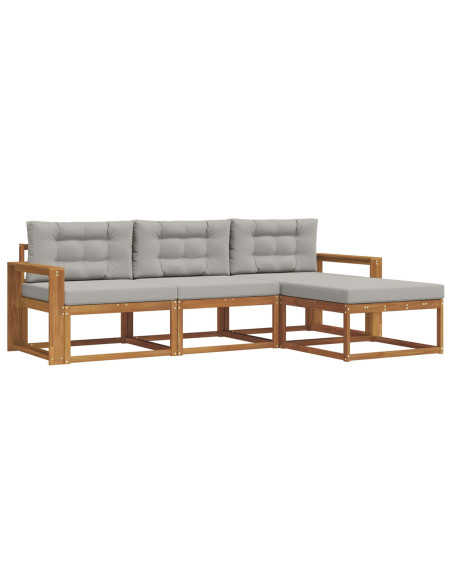 Set di divani da esterno 4 pcs Grigio Naturale e Chiaro