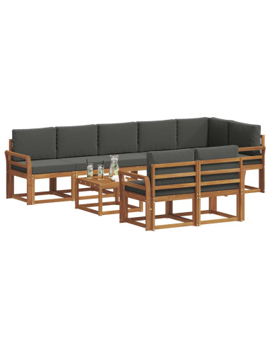 Set di divani da esterno con cuscino 9 pcs Naturale e Antracite