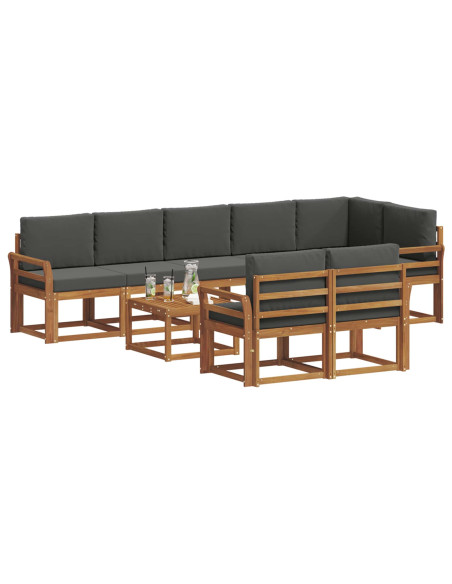 Set di divani da esterno con cuscino 9 pcs Naturale e Antracite