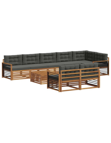 Set di divani da esterno con cuscino 9 pcs Naturale e Antracite