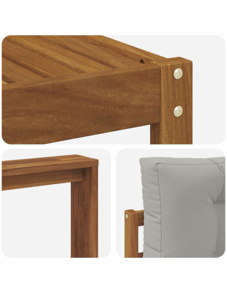 Set di divani da esterno 4 pcs Grigio Naturale e Chiaro