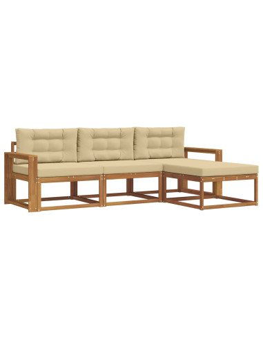 Set di divani da esterno con cuscino 4 pcs Naturale e Beige