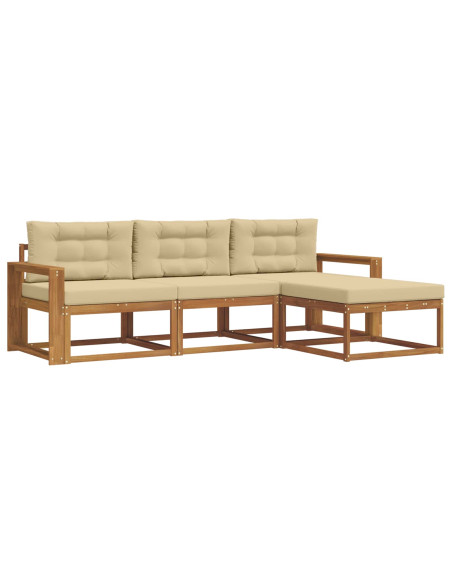 Set di divani da esterno con cuscino 4 pcs Naturale e Beige