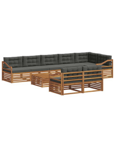 Set di divani da esterno con cuscino 9 pcs Naturale e Antracite 2