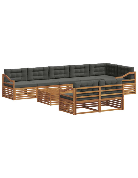 Set di divani da esterno con cuscino 9 pcs Naturale e Antracite