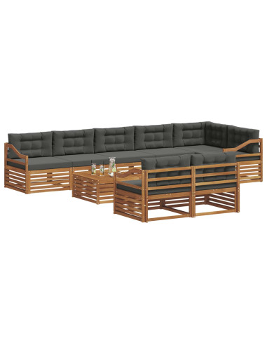 Set di divani da esterno con cuscino 9 pcs Naturale e Antracite
