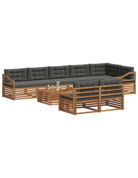Set di divani da esterno con cuscino 9 pcs Naturale e Antracite