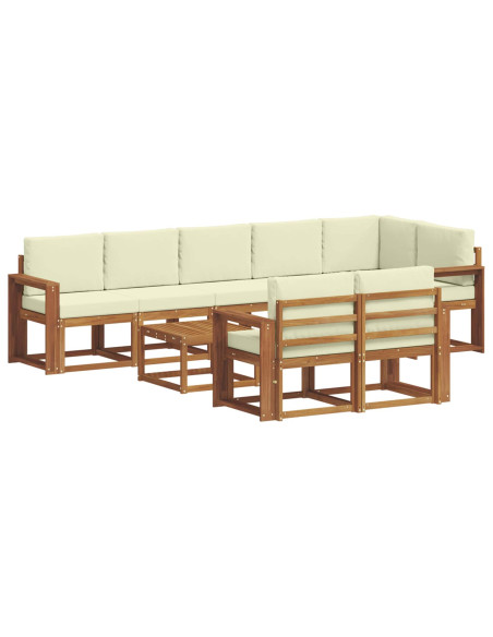 Set di divani da esterno con cuscino 9 pcs Naturale e Crema