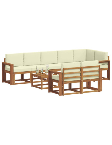 Set di divani da esterno con cuscino 9 pcs Naturale e Crema