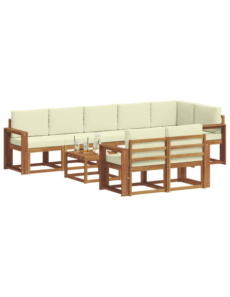Set di divani da esterno con cuscino 9 pcs Naturale e Crema