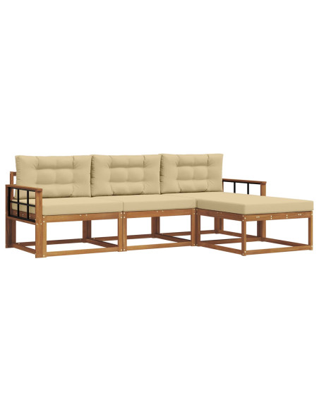Set di divani da esterno con cuscino 4 pcs Naturale e Beige