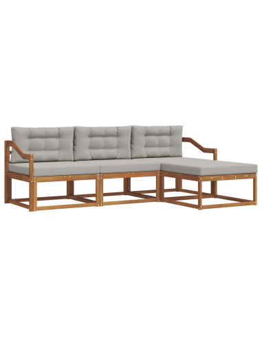 Set di divani da esterno 4 pcs Grigio Naturale e Chiaro