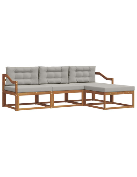 Set di divani da esterno 4 pcs Grigio Naturale e Chiaro