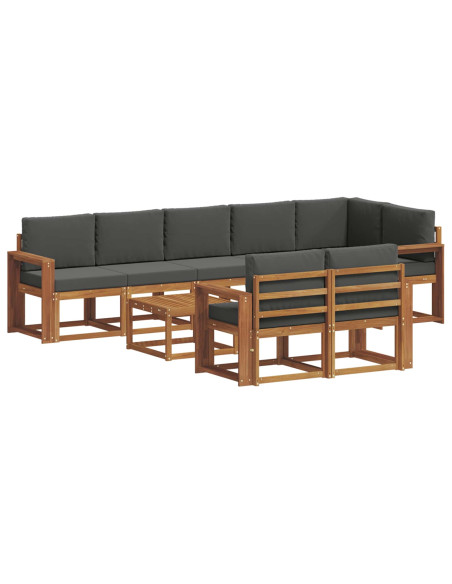 Set di divani da esterno con cuscino 9 pcs Naturale e Antracite
