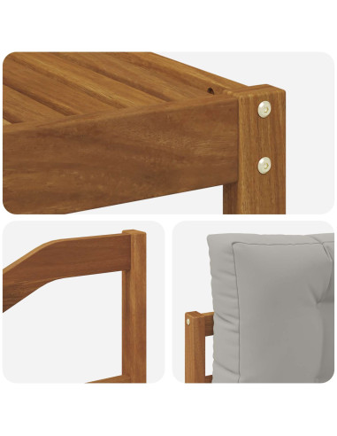 Set di divani da esterno 4 pcs Grigio Naturale e Chiaro